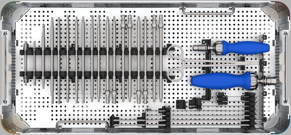 The top tray of the Plate and Screw Hardware System.